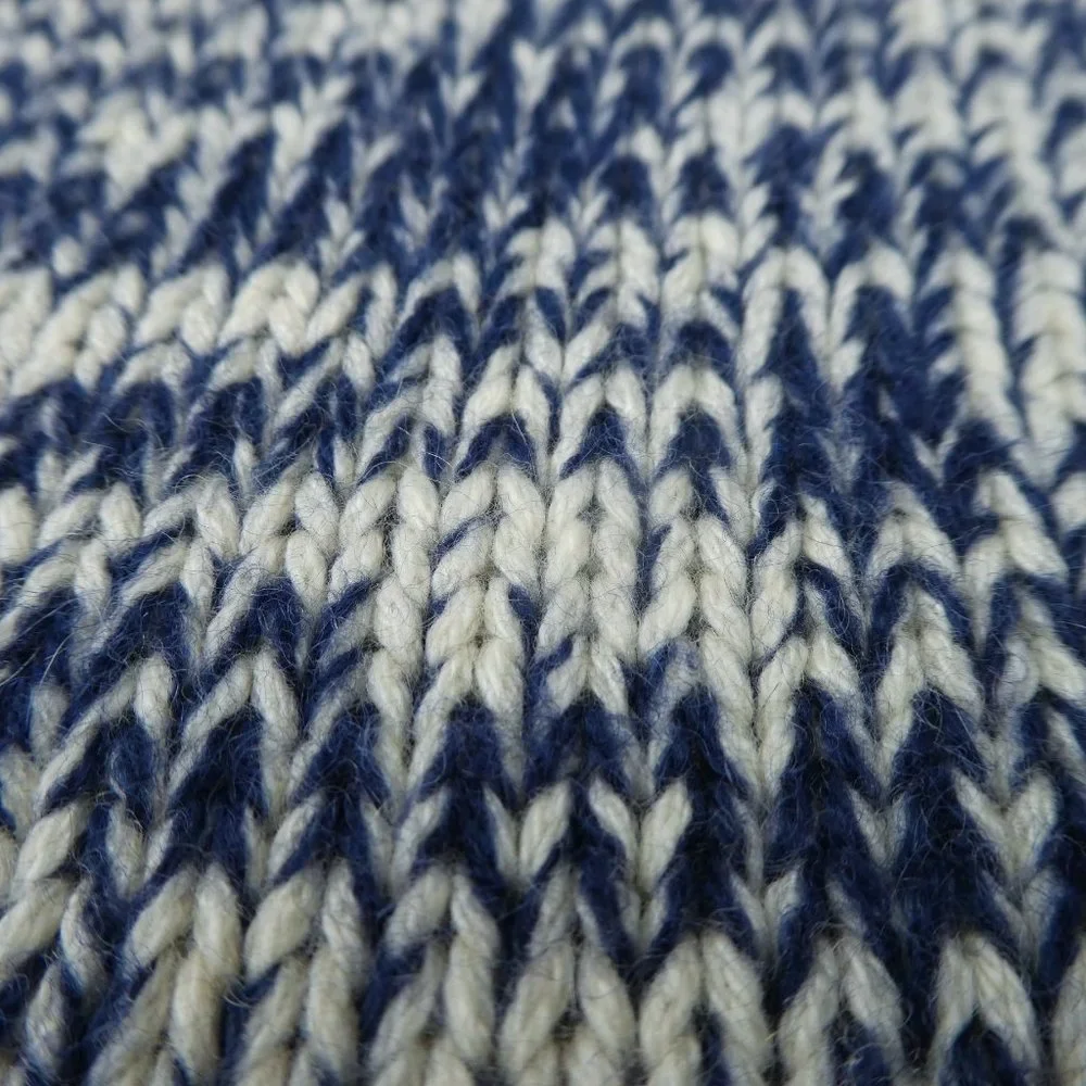 WooL CaSHMeRe ALPaCa Akris Punto Knit Sweater Quarter Zip Navy White Marled 12